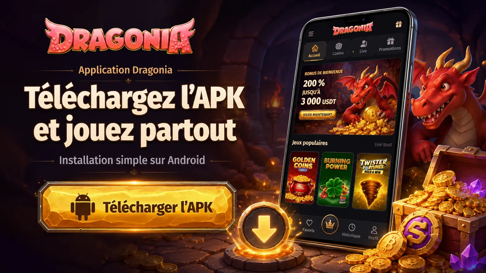 APK et accès mobile Dragonia
