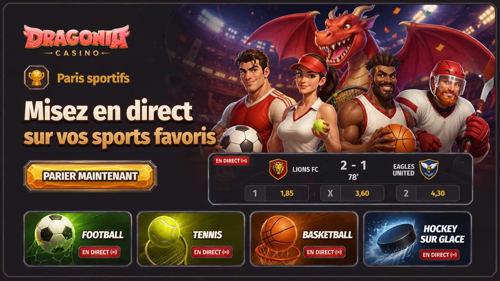 Bonus sport et live betting Dragonia